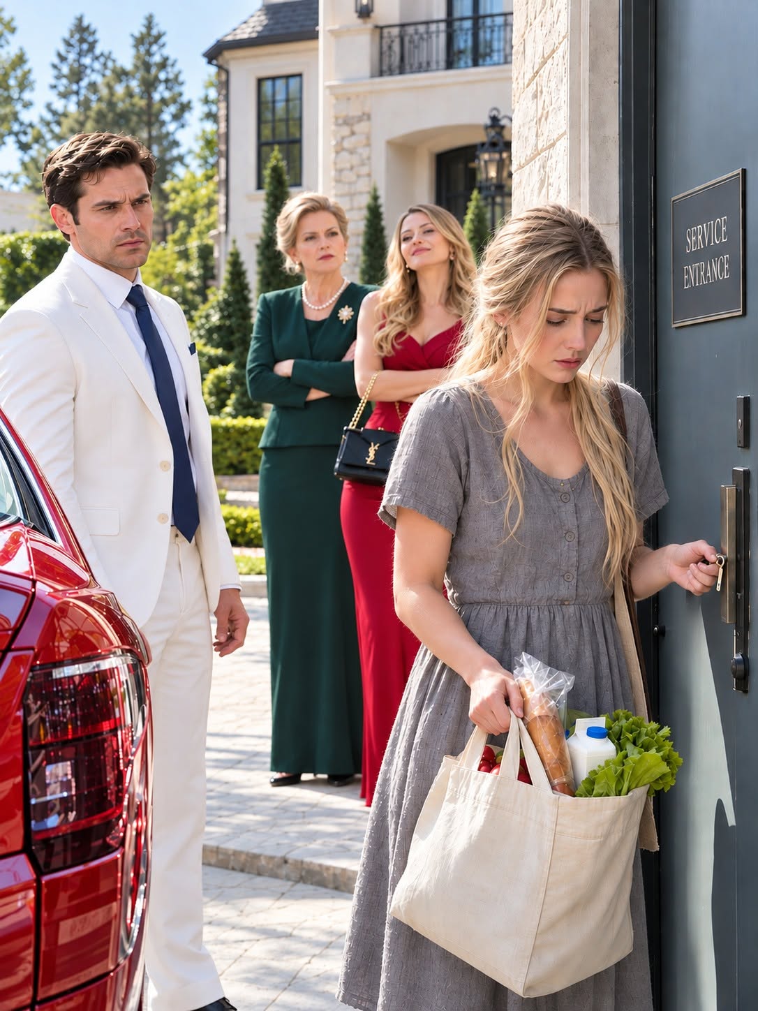 A Millionaire Came Home Two Days Early and Saw His Wife Sneaking Through the Servants’ Entrance With Her Last Few Dollars. He Followed Her Inside—Then Discovered His Mother Had Taken Over the Mansion While His Wife Lived in a Tiny Room…  