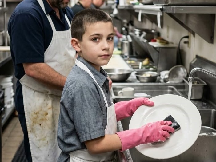 My 13-year-old son secretly took a job washing dishes, and I had no idea why. Then his boss called me and said, “Do you know what he does with every paycheck?! Everything that boy has told you about the money is a lie.”