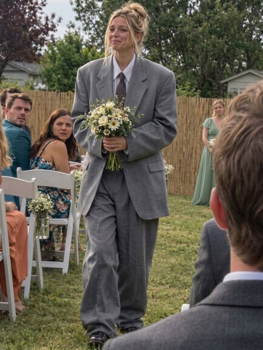 My Fiancée Walked Down the Aisle in an Oversized Old Suit – When I Saw the Writing on the Label, I Broke Down in Tears  